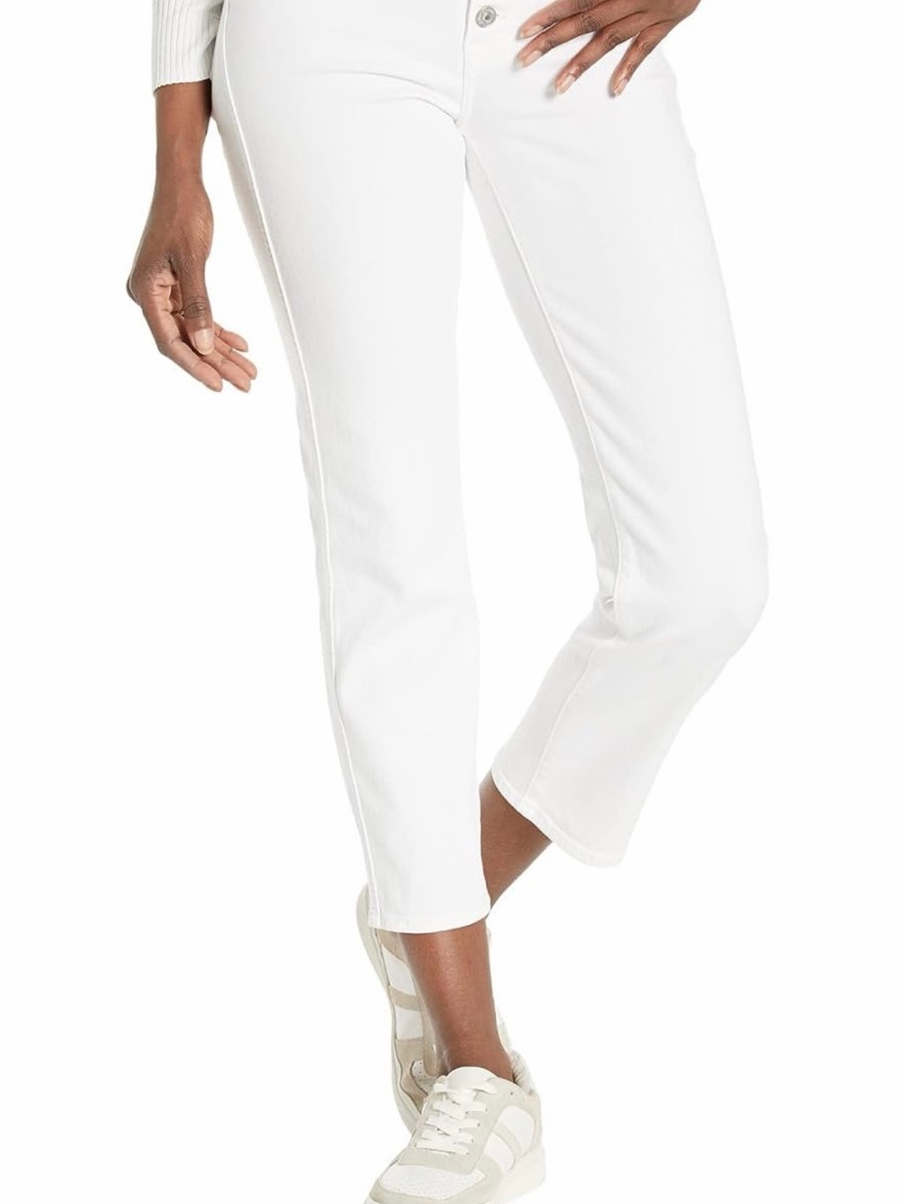 7 For All Mankind White Cropped Slim Jeans